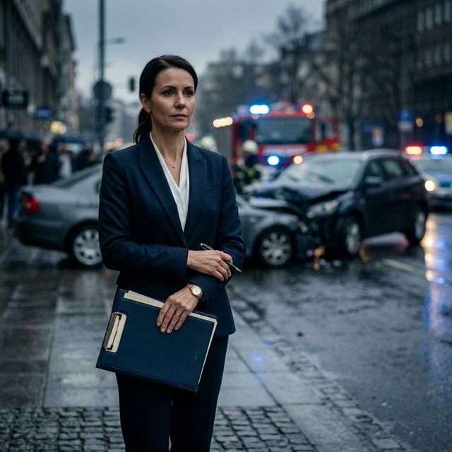 Abogado especialista en accidentes de tránsito verificando documentos